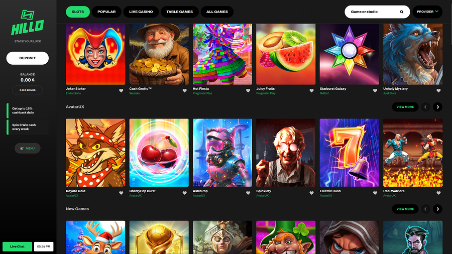 Hillo Casino Desktop Games