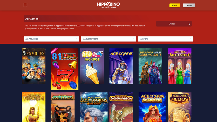 Hippozino Casino Desktop Jackpot