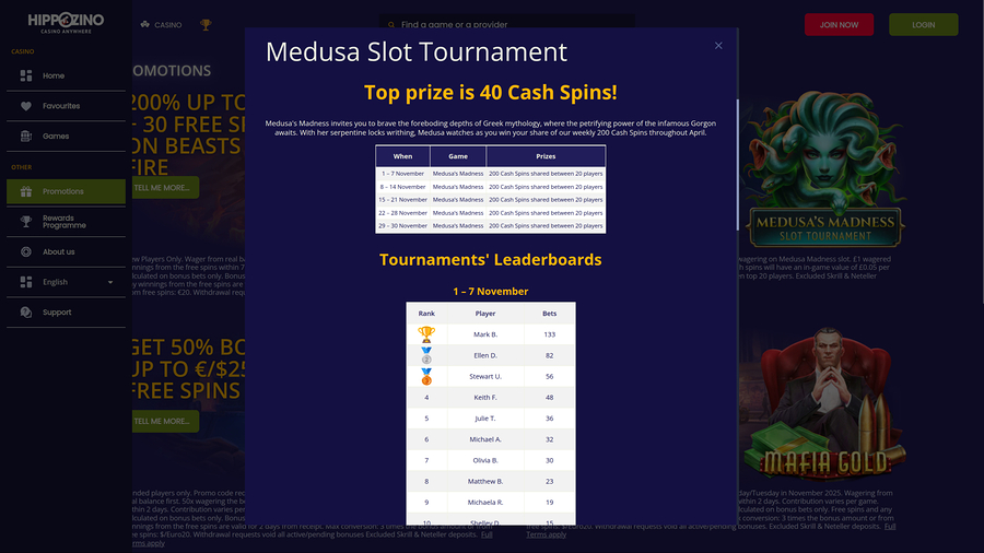 Hippozino Casino Desktop Tournament