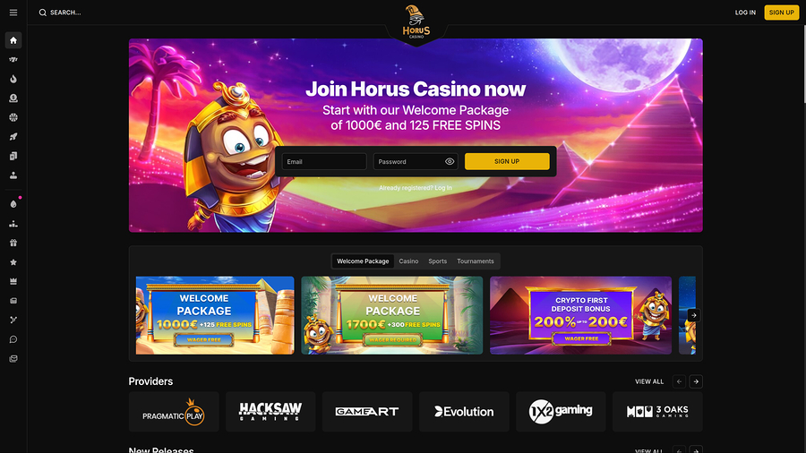 Horus Casino Desktop Homepage