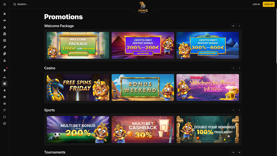 Horus Casino Desktop Promotions