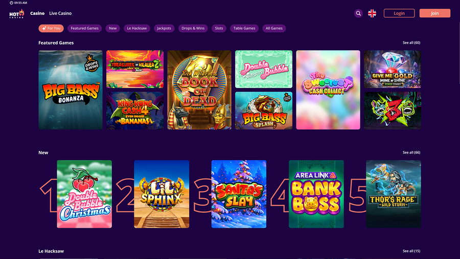 Hot7 Casino Desktop Games