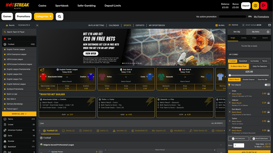 Hot Streak Casino Desktop Sportsbook