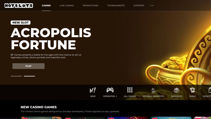 Hotslots Casino Desktop Homepage