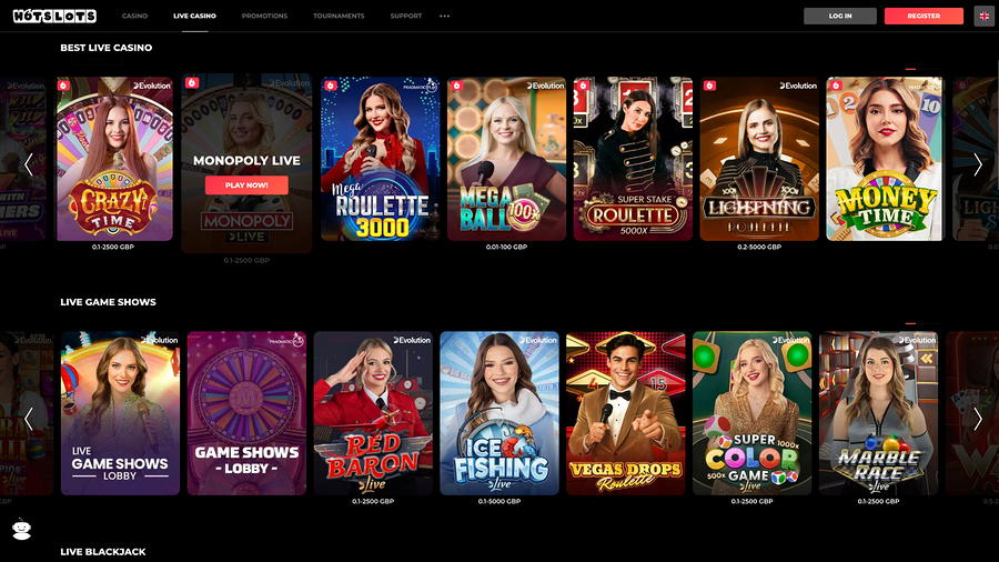Hotslots Casino Desktop Live Dealer