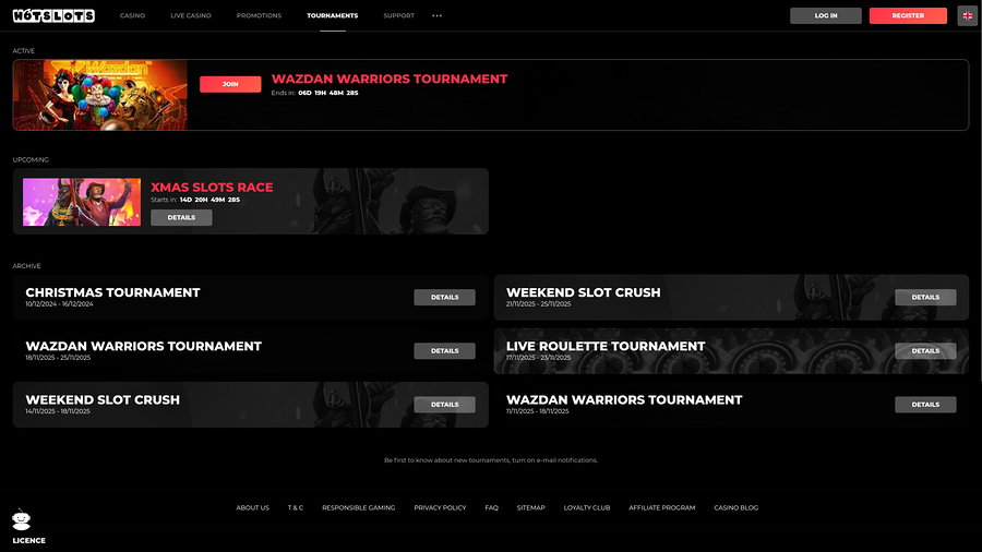 Hotslots Casino Desktop Tournaments