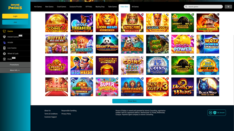 House of Pokies Casino Desktop Games