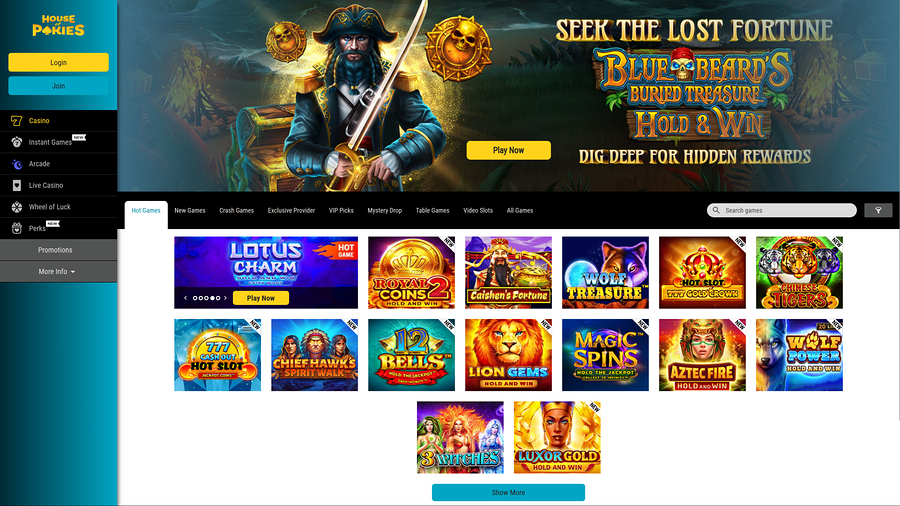 House of Pokies Casino Desktop Homepage