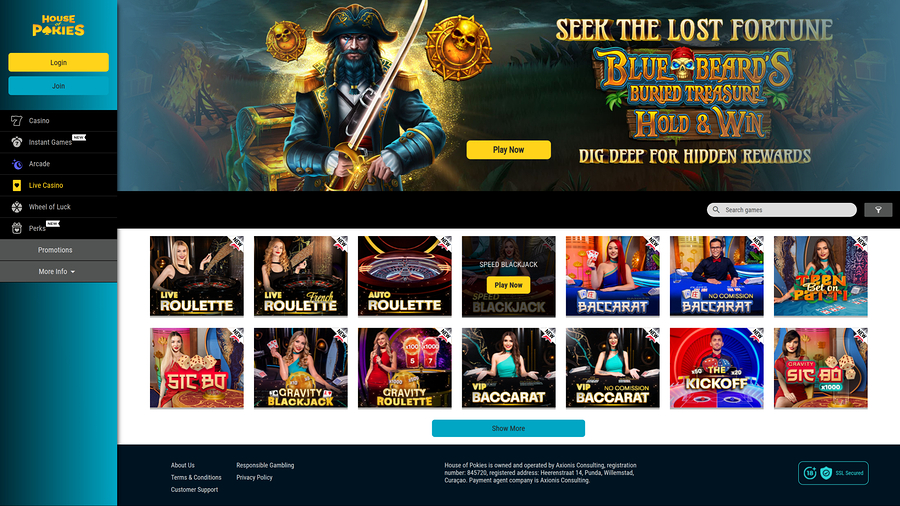 House of Pokies Casino Desktop Live Dealer