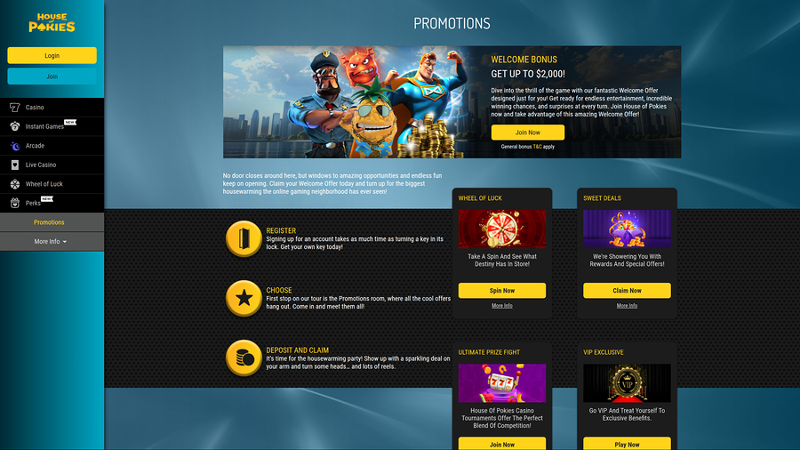 House of Pokies Casino Desktop Promotions