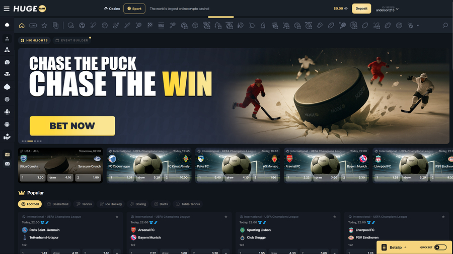 Hugewin Casino Desktop Sport
