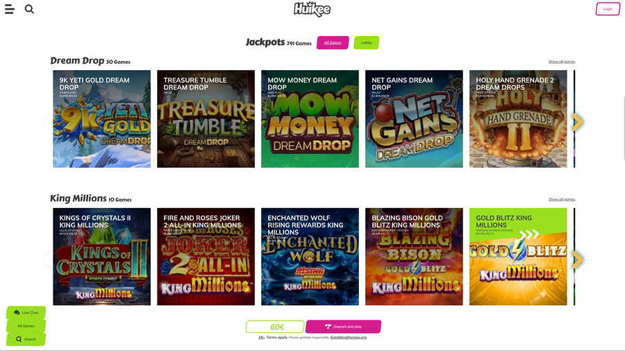 Huikee Casino Desktop Jackpot