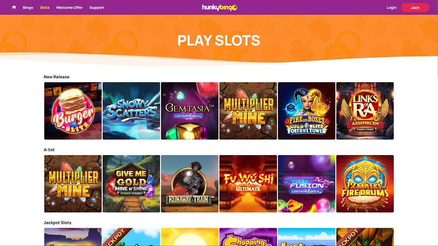 Hunky Bingo Casino Desktop Games