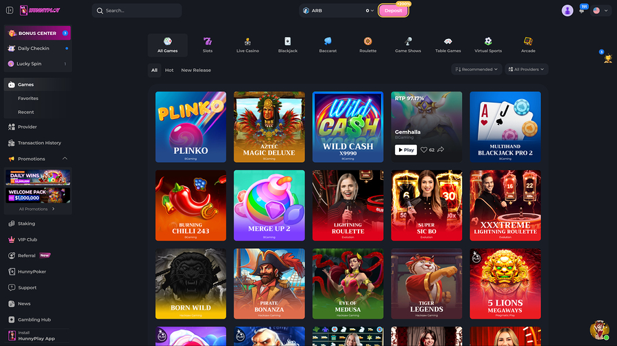 Hunnyplay Casino Desktop Games