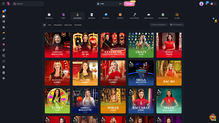 Hunnyplay Casino Desktop Live Dealer