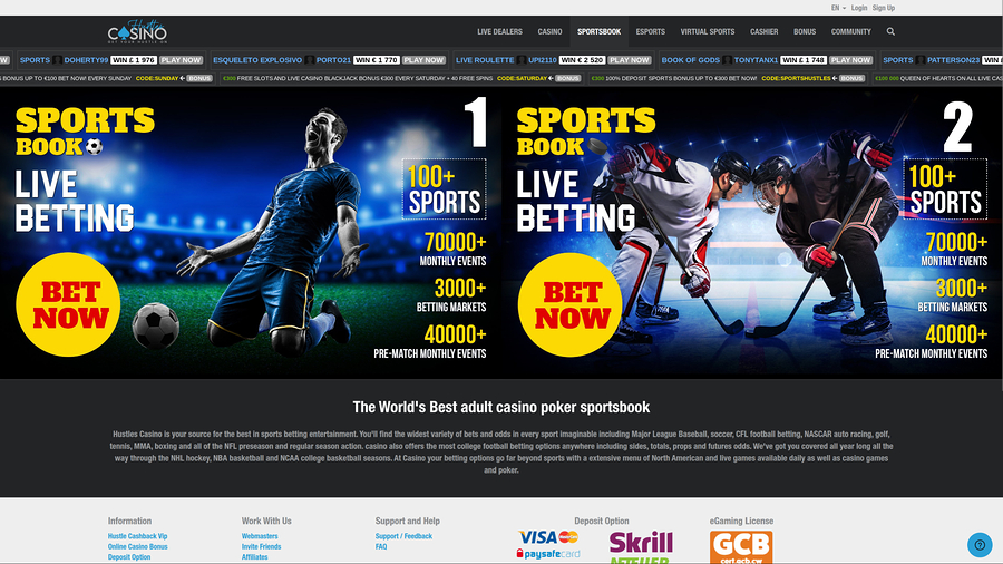 Hustles Casino Desktop Sportsbook