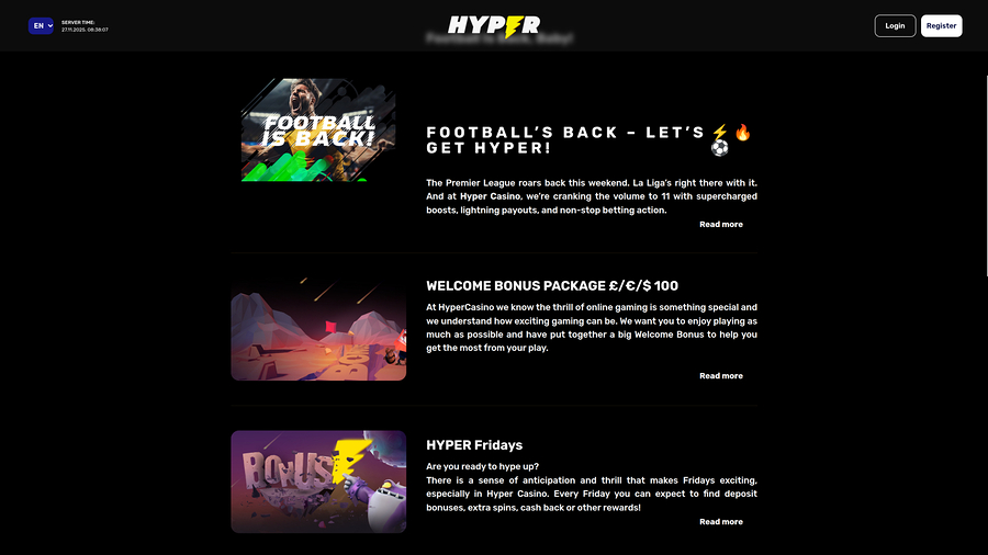 Hyper Casino Desktop Promotions