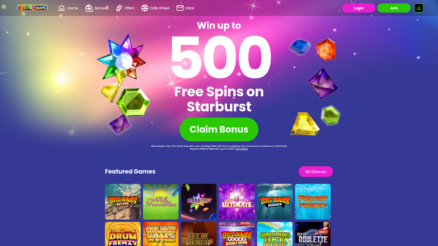 Hyper Slots Casino Desktop Homepage