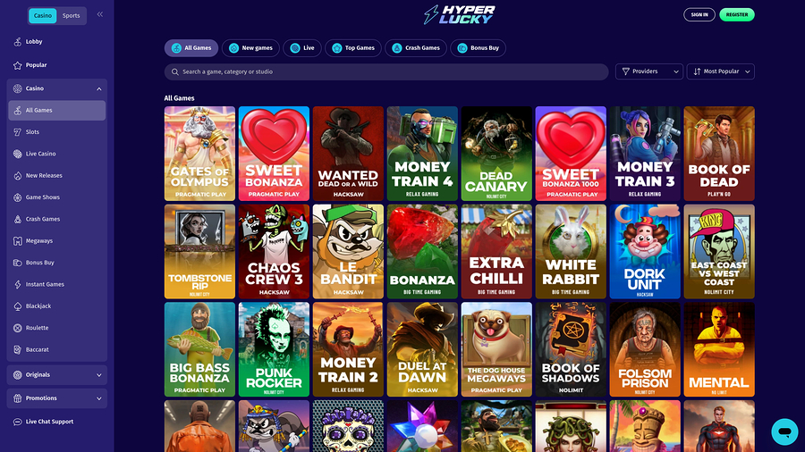 Hyper Lucky Casino Desktop Games