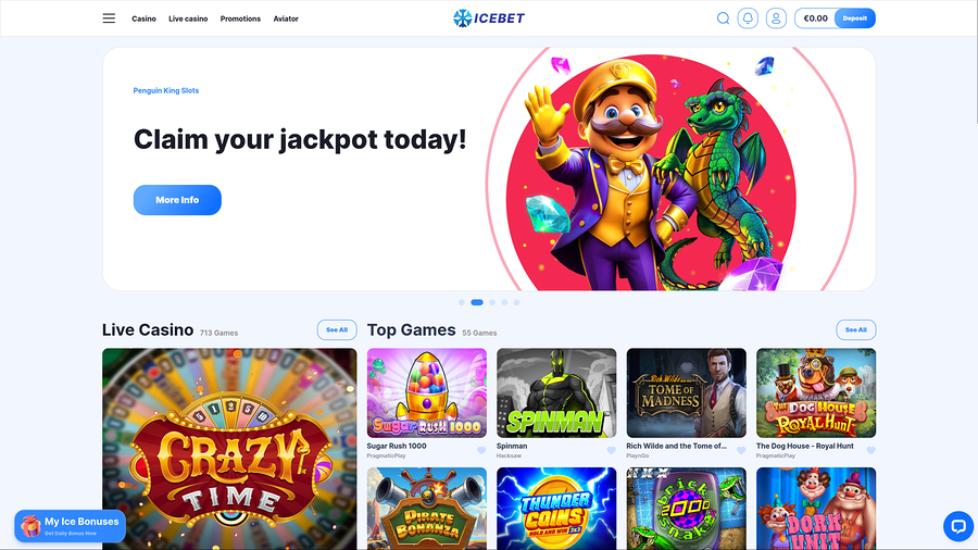  IceBet Casino Desktop Homepage