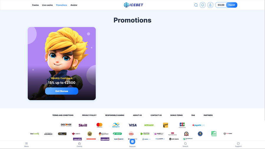 IceBet Casino Desktop Promotions