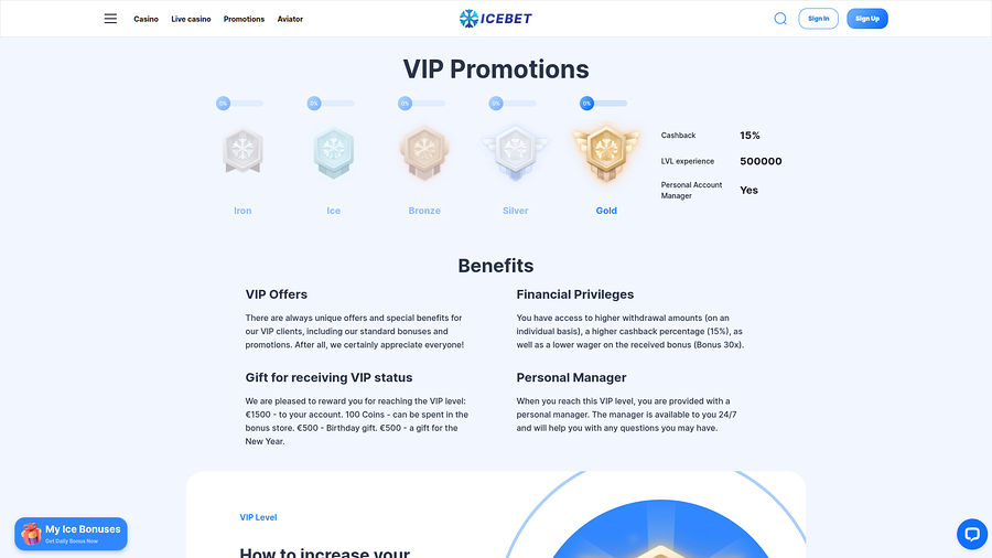 IceBet Casino Desktop VIP Program