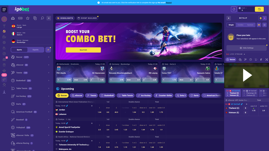 IgoBet Casino Desktop Sport