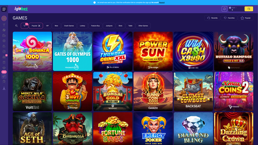 IgoBet Casino Games Desktop