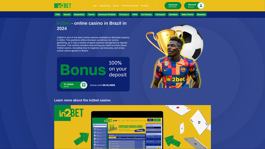 in2Bet Casino Desktop Homepage