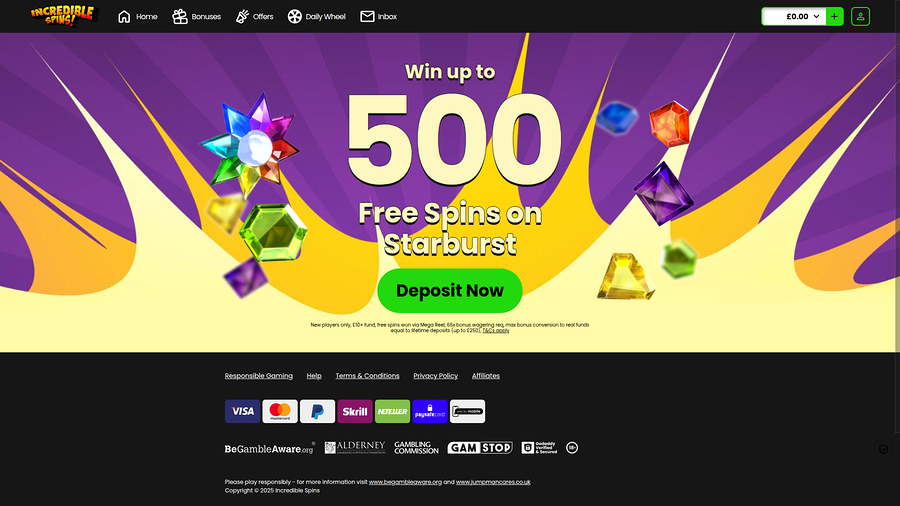 Incredible Spins Casino Desktop Homepage