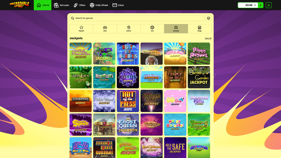 Incredible Spins Casino Desktop Jackpot