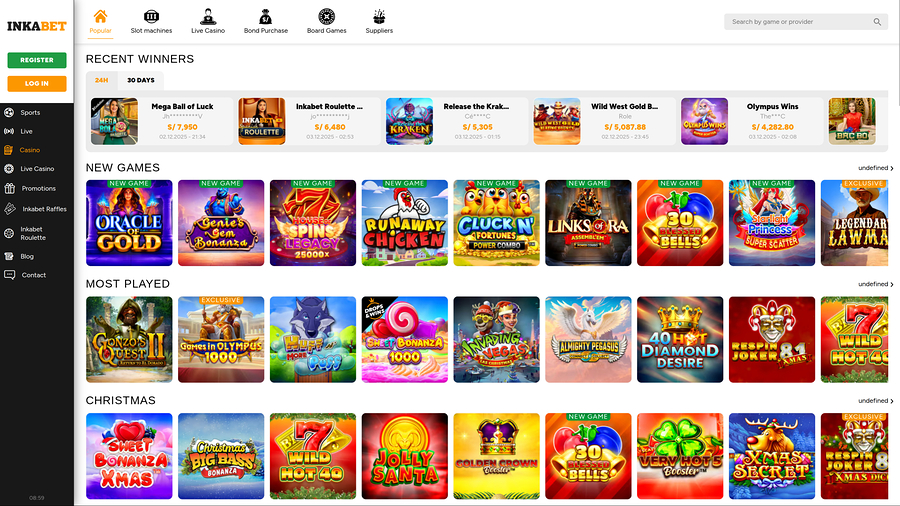 Inkabet Casino Desktop Games