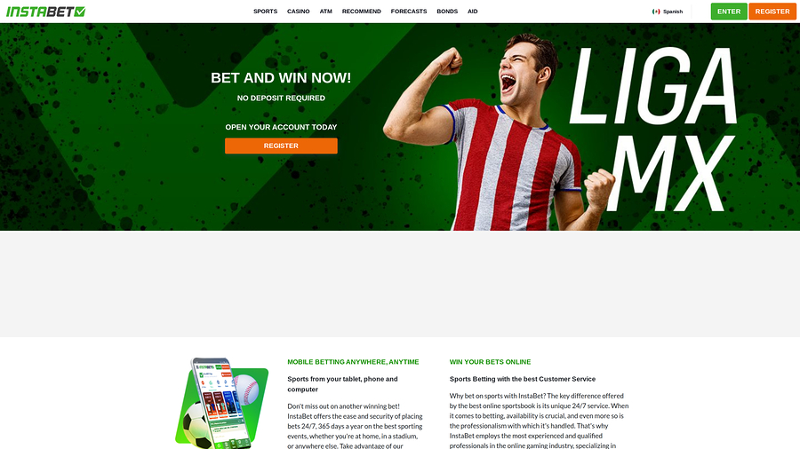 InstaBET Casino Desktop Homepage