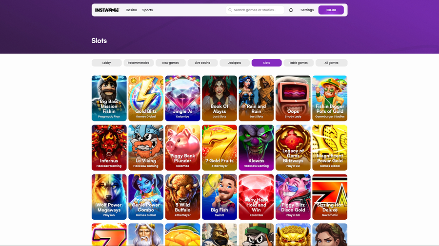 Instaspin Casino Desktop Games