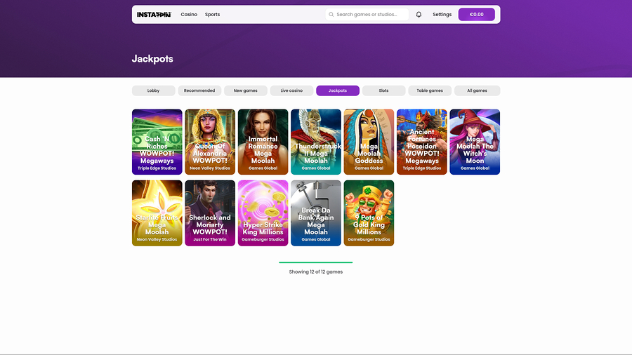 Instaspin Casino Desktop Jackpot