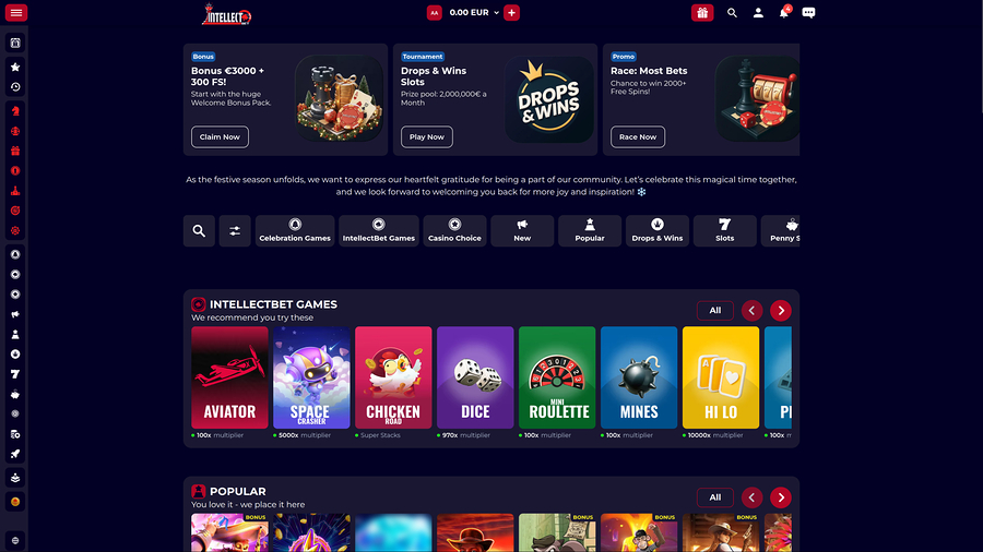 Intellectbet Casino Desktop Homepage