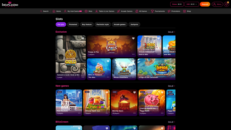 Inter Casino Desktop Games