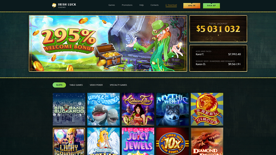 Irish Luck Casino Desktop Homepage