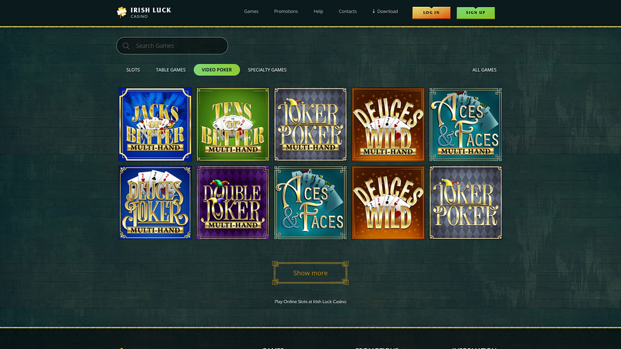 Irish Luck Casino Desktop Poker