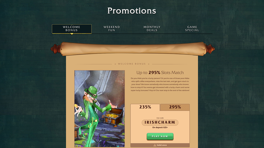 Irish Luck Casino Desktop Promotions