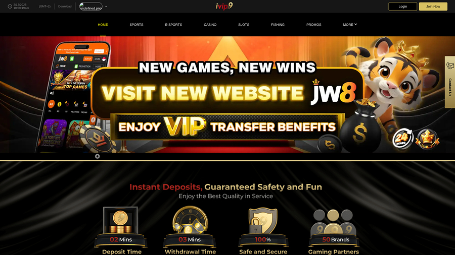 IVIP9 Casino Homepage Desktop