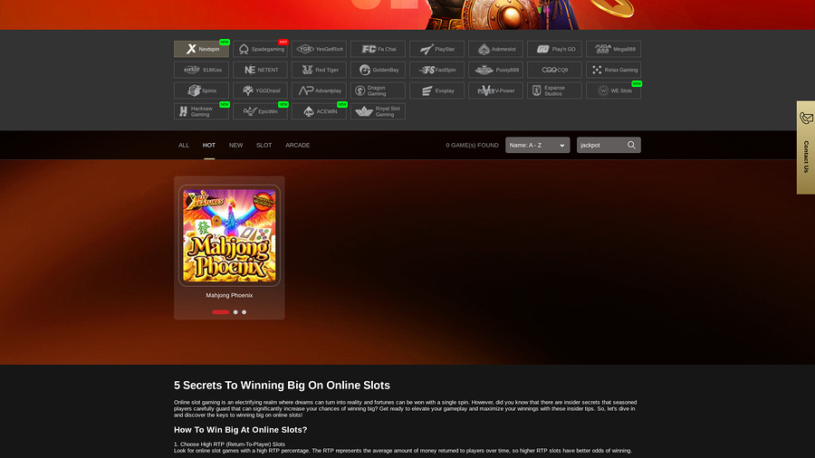 IVIP9 Casino Jackpot Desktop