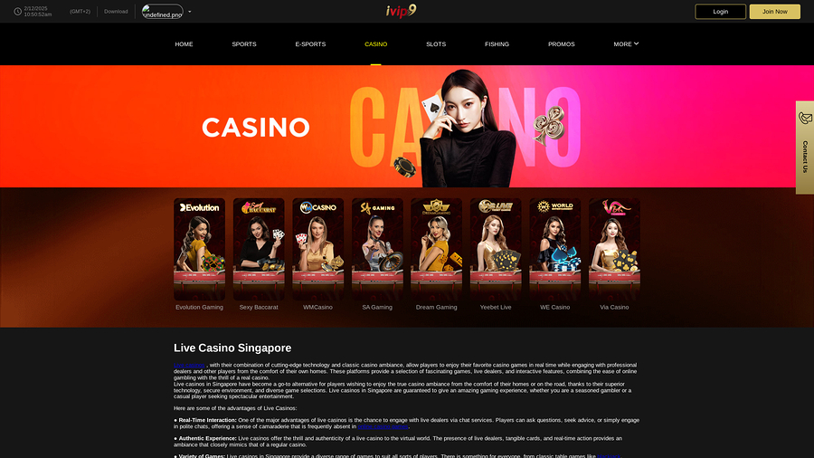 IVIP9 Casino Live Dealer Desktop