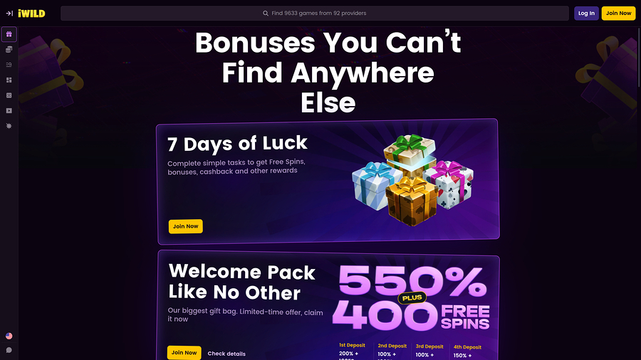 Promociones de escritorio de iWild Casino