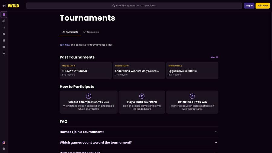 Torneos de escritorio de iWild Casino