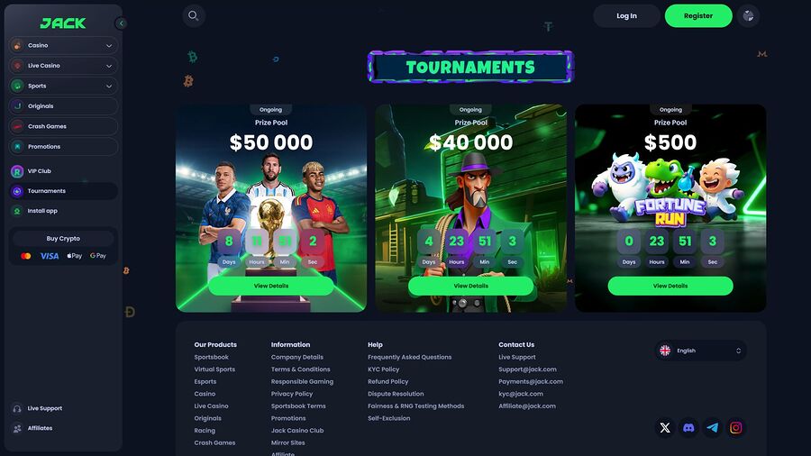 Torneos de escritorio de Jack Casino