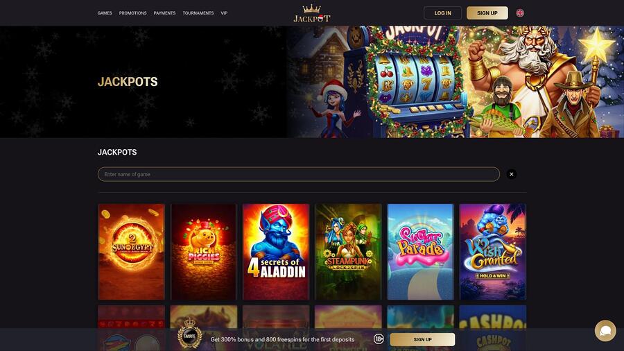 Jack-Pot Casino jackpot page