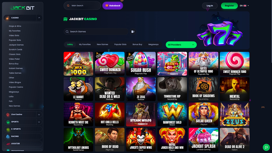 Jackbit Casino Games Desktop
