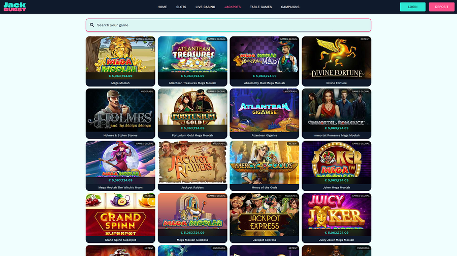 Jackburst Jackpot Desktop