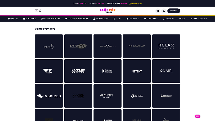 Jackpot Lounge Casino Game Developers Desktop